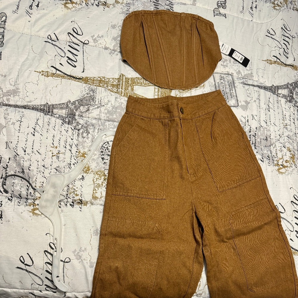 Fashion Nova Danielle Denim Pant Set - Brand New with Tags